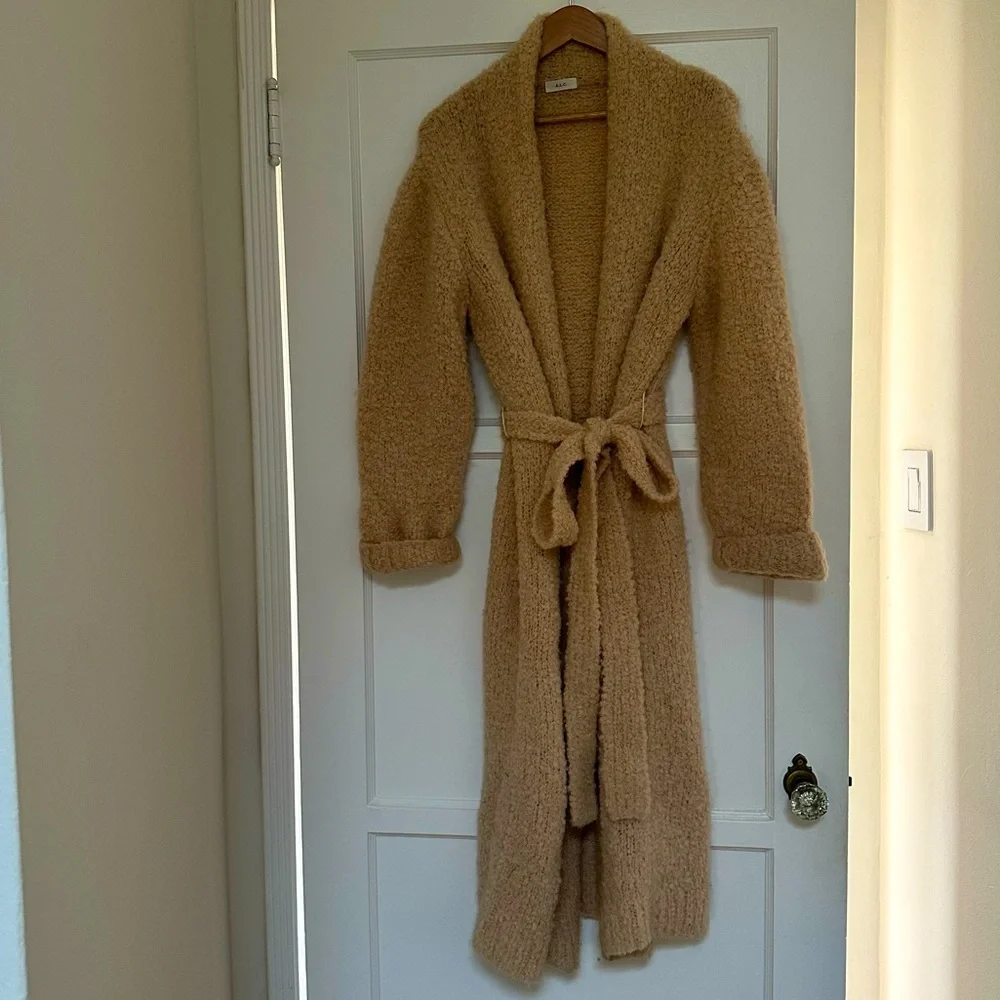 A.L.C. Nude Wool Nubby Boucle Knit Wrap Coat - Picture 5 of 12